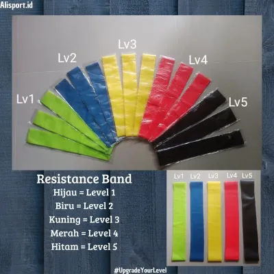 Resistance Band Karet Olahraga Untuk Melatih Otot Elastis Level 1 - 5 Fitness Yoga Gym Sepak Bola Futsal Running Badminton Volly Dll Berkualitas