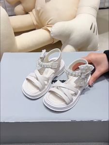99-8 Dép Công Chúa Dép Quai Cho Bé Gái sz 26-36 Dép Xăng Đan Quai Hậu Đi Học Cho Bé Gái 2 Quai Ngọc Đính Nơ Vintage Siêu Xinh