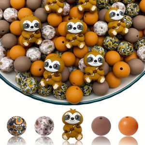 25PCS sloth/animal silicone bead set perfect for DIY handmade crafts such as keychains necklaces bracelets etc
