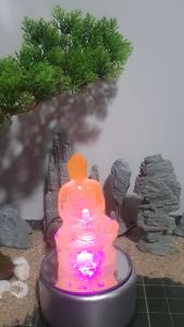 Tượng phật quan âm phật a di đà ôm ngọc 12cm chất liệu đá lưu ly cao cấp nguyên khối (nhiều màu) trang trí nhà cửa cây cảnh bể cá sân vườn để bàn làm việc trên ô tô...