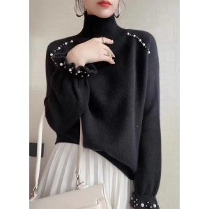 Stylish Elegance Heavily Embellished Soft Cashmere Sweater