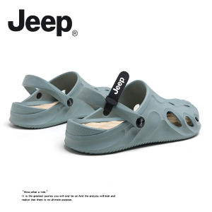 รองเท้าแตะชายหาดกันลื่น JEEP ฤดูร้อน รองเท้าแตะแบบสวมครึ่งนิ้วสำหรับผู้ชาย สไตล์ลำลอง ระบายอากาศได้ดี พื้น EVA