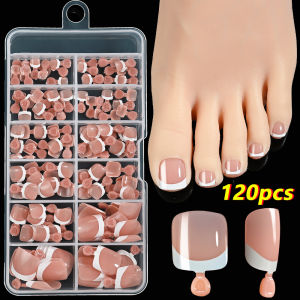 216/120Pcs French Press on Toenails 9Colors Short Square False Nail Tips Glossy Nude/Pink/Brown Fake Toenail for Summer DIY Foot