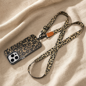 Crossbody Phone Lanyard Adjustable Fashion Leopard Neck Strap Detachable Anti-lost Cell Phone Case Long Rope With Universal Clip