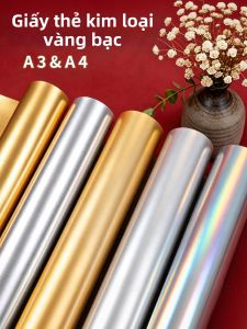 YUANHAO | Giấy Bìa Hiệu Ứng Kim Loại Bóng Laser Bạc Vàng Mờ 250G