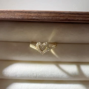 TBK Heart Ring for Women 18k Gold Adjustable Open Ring Accessories Hypoallergenic 351r