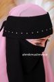 CADAR PONI CRYSTAL MUTIARA NIQAB BERLIAN FLAP NIQAB KARET DAHI bahan sifon fine. 