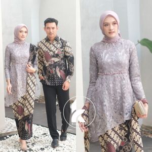 Kebaya Couple Modern Brukat Baju Batik Pasangan Wisuda Lamaran Tunangan Terbaru
