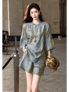 SHANGSHA | New Chinese Style Luxurious High-Grade Elegant Zen Style Acetate Satin Set