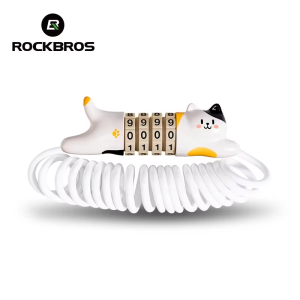RockBros | ROCKBROS Cycling Lock Password Helmet Lock Creative Ultra-Light Cat Steel Bicycle Cat Lock Anti Theft Bike Lock Accessories