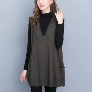 100.00kg plus Size Vest Womens Autumn and Winter Vest Chubby Girl Sweater Sleeveless Knitwear K-style Loose-Fitting Spring Autumn Wear Waistcoat