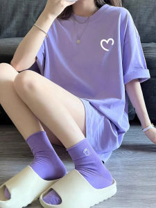 XINDADANG | Áo Thun Cotton Màu Tím Lavender Mới Cho Nữ