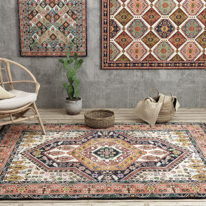 Bohemian Ethnic Style Carpet Fine Sand Velvet American Retro Luxury Living Room Coffee Table Rug Bedroom Bedside Rug