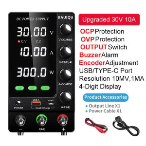 30V 10A US Plug DC Power Supply Variable30V 10A Adjustable Bench Power Supply with OCP OVP OUTPUT Current threshold alarm
