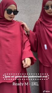 GRARIS ONGKIR?? GAMIS MUSLIMAH JUMBO TERMURAH / GAMIS SET HIJAB BAHAN CRINCLE AIRFLOW PREMUM BY NF