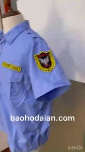 Áo bảo vệ ngắn tay vải si nẹp bo gấu kèm logo vai