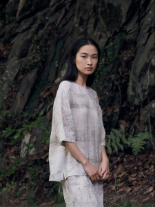 ICICLE | Shanghai Museum Collaboration Light Hemp Print Blouse