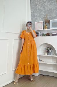 CJ - DRESS #2094 REBECCA BUTTON RUFFLE DRESS PREMIUM