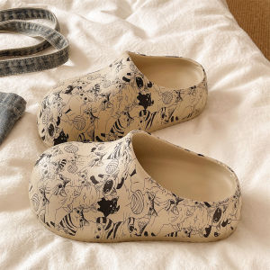 Cute Cat Patterned Slip-Resistant Wedge Platform Sandal Slides