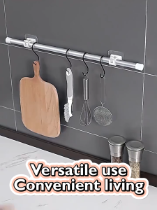 2PCS Curtain Rod Shelf Bracket / Nail-Free Adjustable Holders / Self Adhesive Wall Hooks 3 Colors