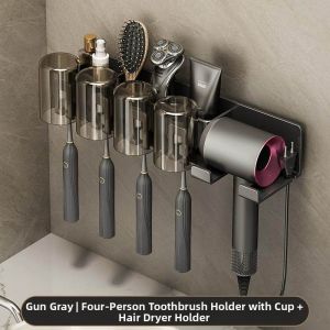 Bathroom No-Drill Wall-Mounted Hair Dryer Shelf