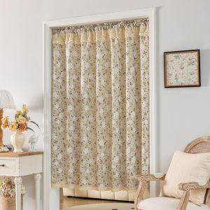 Meirenpeizi | Rustic Style Privacy Curtain with Light Filtering and No Drilling Required