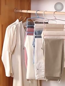 Clothes Hangers Trousers Multi-Functional Hangers Holders Closet Storage Organizers 5 Layers Pants Towel Scarfs Storage