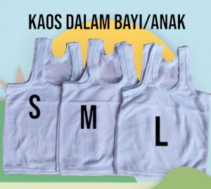 6 pcs singlet kaos dalam anak bayi balita warna / putih