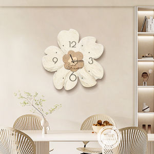 Creamy Style Restaurant Decorative Painting with Clock Floral Living Room Dining Room Background Wall Hanging Art High End French Table Wall Picture