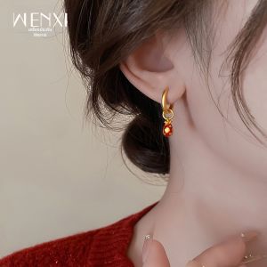 WENXI | Luxury Prosperity Red Earrings Traditional Chinese Style Design