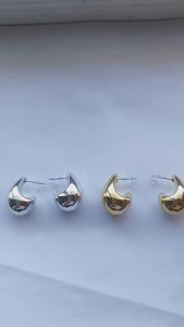 Vintage Chunky Dome Drop Earrings For Women Golden Color Stainless Steel Thick Teardrop Earring Statement Wedding Jewelry Gift