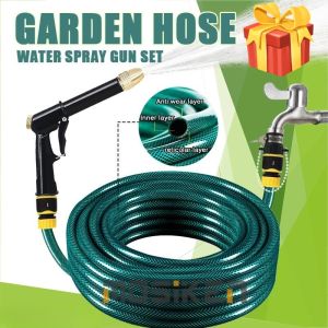 10-50M  Garden Hose Watering Spray Gun Set Elastic Hose Household Hose For Water Car Wash Hose 3-Layer