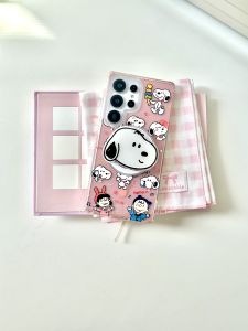 Adorable Magnetic Snickers Pink Hard Shell Phone Case for S25 Ultra Edge S24 plus S23 Fe S22 U Note20 U Protective Stand Cover