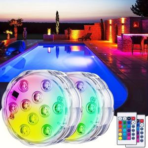 RGB 10LED 24key Underwater Light Remote Control Submersible Floral Tea Candle Lamp for Vase Bowl Aquarium Christmas Decoration