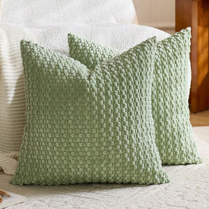 Boho Farmhouse Sage Green Throw Pillow Covers 45x45CM Mordern Nordic Cushion Covers Soft Corduroy Christmas Home Decor for Couch