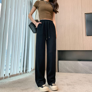 กางเกงกีฬาผ้าฝ้ายแท้เอวสูงทรงหลวมขาตรงสำหรับผู้หญิง กางเกงขายาวลำลองฤดูร้อน ทรงสลิมฟิต กางเกงขายาวทรงยาว 9 ฟุต ทรงยาว