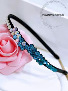 Original Design Czech Rhinestone Embedded Hairband Genuine Leather Material Simple Fairy Adult Headwear Pressed Hair Band