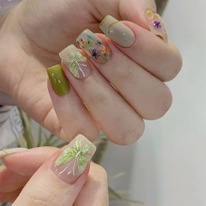 Nghệ Thuật Làm Móng Thủ Công Mùa Xuân Hè Fresh Milk Purple Butterfly Dry Flower 3D Nail Art Dụng Cụ Làm Đẹp Móng Tay