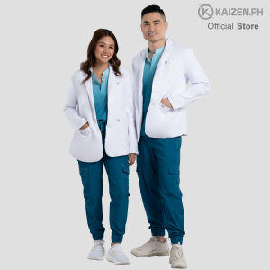 White Medical Coat (SHORT) KMS-01 Men and Women LUMINA PRO Fabric