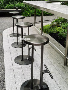 Outdoor Designer High-Top Bar Stool Stainless Steel Luxury Outdoor Bar Chair Garden Bistro Furniture Rotatable Adjustable