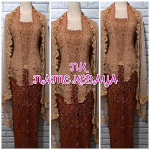 set kebaya pesta kutubaru + longtorso + tok dan slendang
