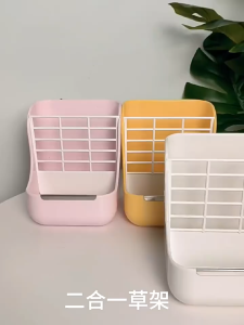 chén - Máng - khay cỏ 2in1 gắn lồng dành cho thỏ / bọ / chinchila / sóc bắc mỹ - T3 PETS SHOP
