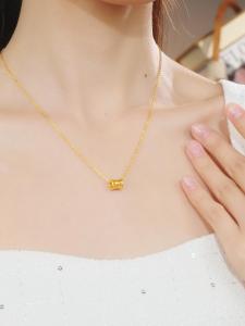 ZHOU LIU FU 周六福 24K Solid Gold Charm Bracelets Round Cylinder Pendant Charm Diamond Cut Shiny Gold Jewelry Red Bracelet for Women Men Birthday Anniversary A1615895