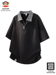 Paul Frank | Áo Thun Polo Cổ Đứng 2 Mảnh Màu Đen Tay Ngắn Mùa Hè Nửa Khoác