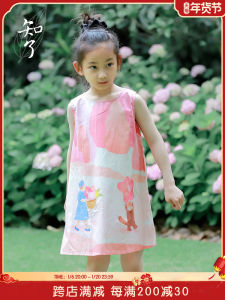Pure Cotton Summer Sleeveless Princess Dress for Girls Child Clothing Loose A-Line Vest Skirt Cartoon Pattern Simple Style