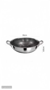 Nipiin Double-handle honeycomb wok Stainless Steel Non-stick Pan Honeycomb Texture Even Heating for Stir Fry & Family Cooking