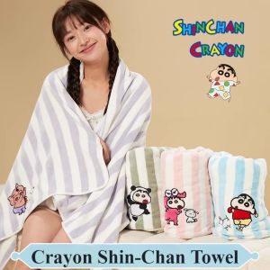 Cute Crayon Shin-Chan Striped Bath Towel Cartoon Dry Hair Cap Microfiber Towel for70x140cm Coral Velvet Drying Fast Bath Towel