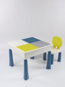 Multi-Function Building Blocks Toy Table with 4 Storage Boxes Study Table and Chair For Kids with 200pcs Building Blocks