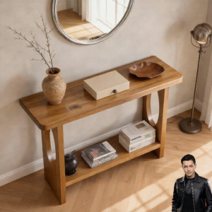 OUJUGEJIAJU | Solid Wood Antique Entryway Console Table Double Tier