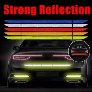 【Pphha】5Pcs/Set Car Trunk Reflective Sticker Body Night Driving Safety Warning Mark Bumper Tail Reflector Strip Decal Auto Styling Accessories